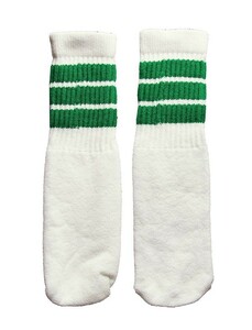 SkaterSocks (ske-ta- носки ) baby Kids носки носки младенец Kids White tube socks with Green stripes style 1 (10 дюймовый )