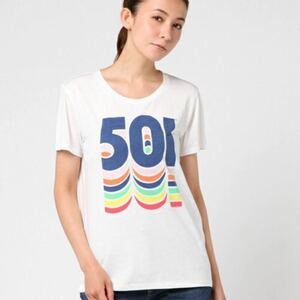 ● 新品 未使用 ●リーバイス 501 グラフィック半袖Tシャツ ホワイト ロゴTシャツ プリント