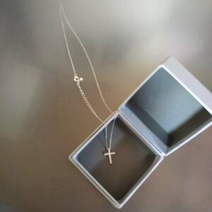  beautiful goods Star Jewelry K18WG diamond Cross necklace 