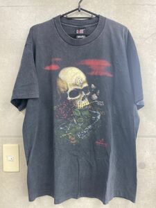 90'S 当時物　ALCHEMY スカルヴィンテージTシャツ　USA製　バンドT 　ブラック　シングルステッチ　giantタグ　コピーライト