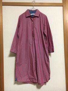 ニコアンド ストライプ コットン シャツワンピース