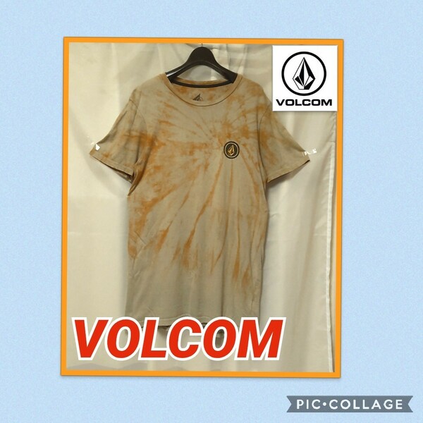 VOLCOM ボルコム ダイダイ柄 半袖 Tシャツ ベージュ カーキ オレンジ