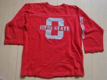 1970-80's ビンテージ オハイオステイト ohio state カレッジ フットボール Tシャツ M 赤 レッド 七分丈 チャンピオン buckeyes_画像1