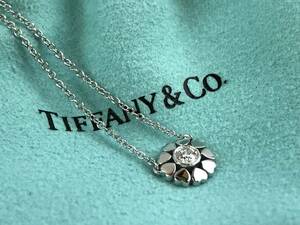 【新品磨き済み】　Tiffany&Co. ティファニー ハートフラワー ネックレス 1Pダイヤモンド アクセサリー ホワイトゴールド　＃146578-253