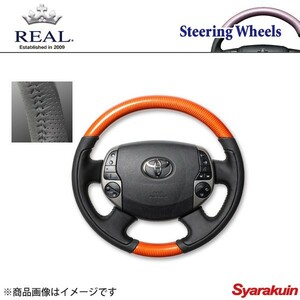 REAL レアル ステアリング TOYOTA/トヨタ プリウスEX 20系 オリジナルシリーズ ノーマルグリップ オレンジカーボン ブラックステッチ