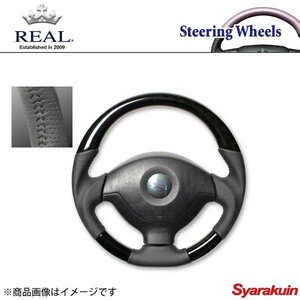 REAL Real steering gear MAZDA/ Mazda AZ off-road JM23W original series gun grip black wood black stitch 