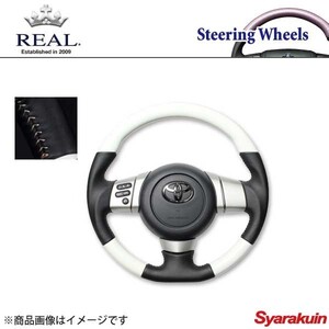 REAL レアル ステアリング TOYOTA/トヨタ FJクルーザー GSJ15W オリジナルシリーズ ガングリップ ホワイトカラー シルバーステッチ