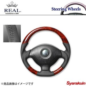 REAL Real steering gear MAZDA/ Mazda AZ off-road JM23W original series gun grip Brown wood black stitch 