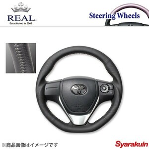 REAL レアル ステアリング TOYOTA/トヨタ オーリス 180系 オリジナルシリーズ ガングリップ ブラックオールレザー シルバーステッチ