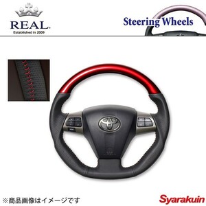 REAL レアル ステアリング TOYOTA/トヨタ ウィッシュ 20系 オリジナルシリーズ ガングリップ パールレッド レッドステッチ