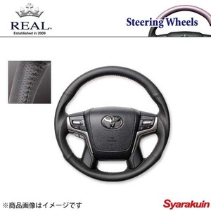 REAL レアル ステアリング TOYOTA/トヨタ ランドクルーザー 200系 後期 オリジナルシリーズ ガングリップ オールレザー ブラックステッチ