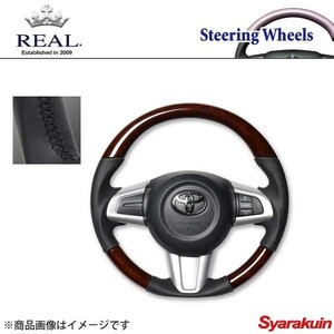 REAL レアル ステアリング SUBARU/スバル ジャスティ 900系 オリジナルシリーズ ガングリップ ブラウンウッド ブラック ユーロステッチ