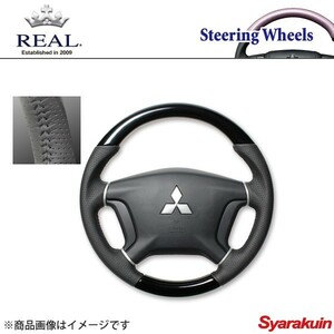 REAL レアル ステアリング MITSUBISHI/ミツビシ デリカD：5 CV#W オリジナルシリーズ ガングリップ ピアノブラック ブラックステッチ