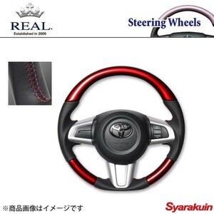 REAL レアル ステアリング TOYOTA/トヨタ タンク 900系 オリジナルシリーズ ガングリップ パールレッド レッド×ブラック ユーロステッチ