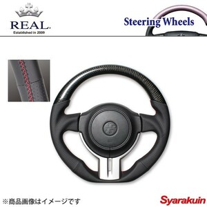 REAL レアル ステアリング TOYOTA/トヨタ 86 ZN6 前期 プレミアムシリーズ ブラックカーボン 1C ブラック×レッド ユーロステッチ