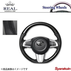 REAL レアル ステアリング SUBARU/スバル ジャスティ 900系 オリジナルシリーズ ガングリップ ブラックカーボン ブラック ユーロステッチ