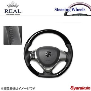 REAL レアル ステアリング MAZDA/マツダ スクラムワゴン DG17W オリジナルシリーズ ガングリップ ピアノブラック ブラックステッチ