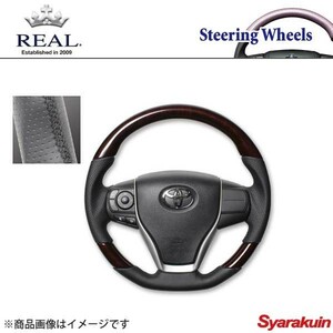 REAL レアル ステアリング TOYOTA/トヨタ エスクァイア 80系 プレミアムシリーズ ガングリップ 60ブラウンウッド ブラック ユーロステッチ