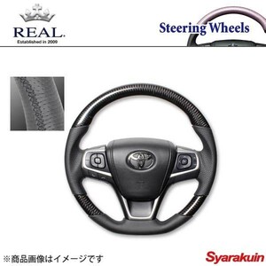 REAL レアル ステアリング TOYOTA/トヨタ カムリ 50系 後期 プレミアムシリーズ ガングリップ ブラックカーボン ブラック ユーロステッチ