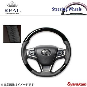 REAL レアル ステアリング TOYOTA/トヨタ カムリ 50系 後期 オリジナルシリーズ ガングリップ ピアノブラック ブラックステッチ