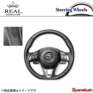 REAL Real steering gear MAZDA/ Mazda Atenza GJ previous term original series gun grip all leather gray euro stitch 