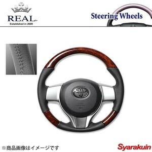 REAL レアル ステアリング TOYOTA/トヨタ ヴィッツ 130系 オリジナルシリーズ ノーマルグリップ ブラウンウッド ブラックステッチ