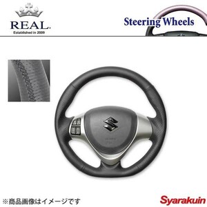 REAL レアル ステアリング SUZUKI/スズキ ハスラー MR31S/MR41S オリジナルシリーズ ガングリップ オールレザー ブラック ユーロステッチ