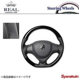 REAL レアル ステアリング SUZUKI/スズキ ジムニーシエラ JB43W 9型～ オリジナルシリーズ ガングリップ ピアノブラック ブラックステッチ