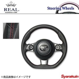 REAL レアル ステアリング GR SPORT アクア 10系 オリジナルシリーズ ガングリップ オールレザー RED×ブラック ユーロステッチ