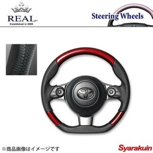 REAL レアル ステアリング GR SPORT プリウスα 40系 オリジナルシリーズ ガングリップ REDカーボン ブラック ユーロステッチ