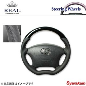 REAL レアル ステアリング TOYOTA/トヨタ ランクル 100系 後期 オリジナルシリーズ ガングリップ ピアノブラック ブラック ユーロステッチ