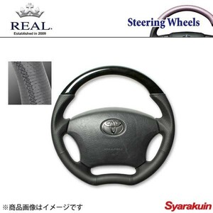 REAL レアル ステアリング TOYOTA/トヨタ ランクル 100系 後期 オリジナルシリーズ ガングリップ ブラックウッド ブラック ユーロステッチ