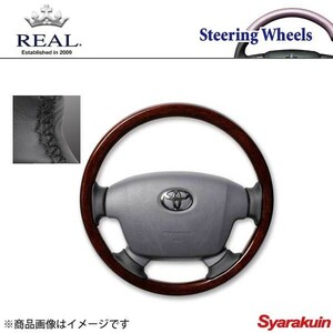 REAL レアル ステアリング TOYOTA/トヨタ ランクル 70系 オリジナルシリーズ オールウッド ダークブラウンウッド ブラック ユーロステッチ