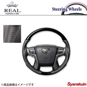 REAL レアル ステアリング TOYOTA/トヨタ ランクルプラド 150系 後期 オリジナルシリーズ ガングリップ ブラックウッド ブラックステッチ