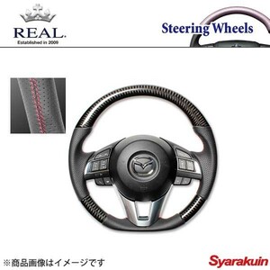 REAL レアル ステアリング MAZDA/マツダ CX-3 DK 前期 オリジナルシリーズ ガングリップ ブラックカーボン RED×ブラック ユーロステッチ