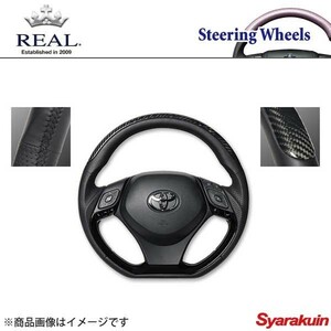 REAL ステアリング C-HR 10系/50系 オリジナルシリーズ プレートタイプ ガングリップ ブラックカーボンプレート＆ピアノブラックパネル