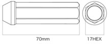 DIGICAM クロモリレーシングナット 貫通 P1.25 6角 70mm/ウルトラスーパーロング BK 20本 ティアナ J32 H20/6-H24/5 CN6K7012BK-DC×5_画像2