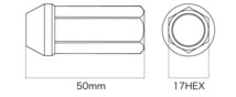 DIGICAM クロモリ・レーシングナット 貫通タイプ P1.25 6角 17HEX 50mm/ロング ブラック 16本入 デリカD:2 MB36S H27/12- CN6K5012BK-DC×4_画像2