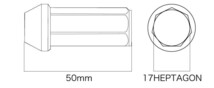 DIGICAM クロモリ・レーシングナット 袋タイプ P1.5 7角 17HEPTAGON 50mm/ロング ブラック 20本入 ランエボ9 CT9A H17/3- CN7F5015BK-DC×5_画像2