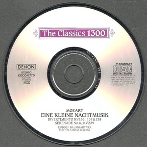 音楽CD ルツェルン祝祭弦楽合奏団 「The Classics 1300 モーツァルト アイネ・クライネ・ナハトムジーク」 COCO-6770 全曲再生確認済