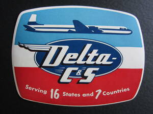  Delta Air Lines × C&S aviation #DELTA#Chicago and Southern Air Lines#da glass DC-6# luggage label #1953 year about 