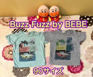 2枚セット 90サイズ Buzz Fuzz by BEBE Tシャツ◆車 男の子 半袖 トップス 双子