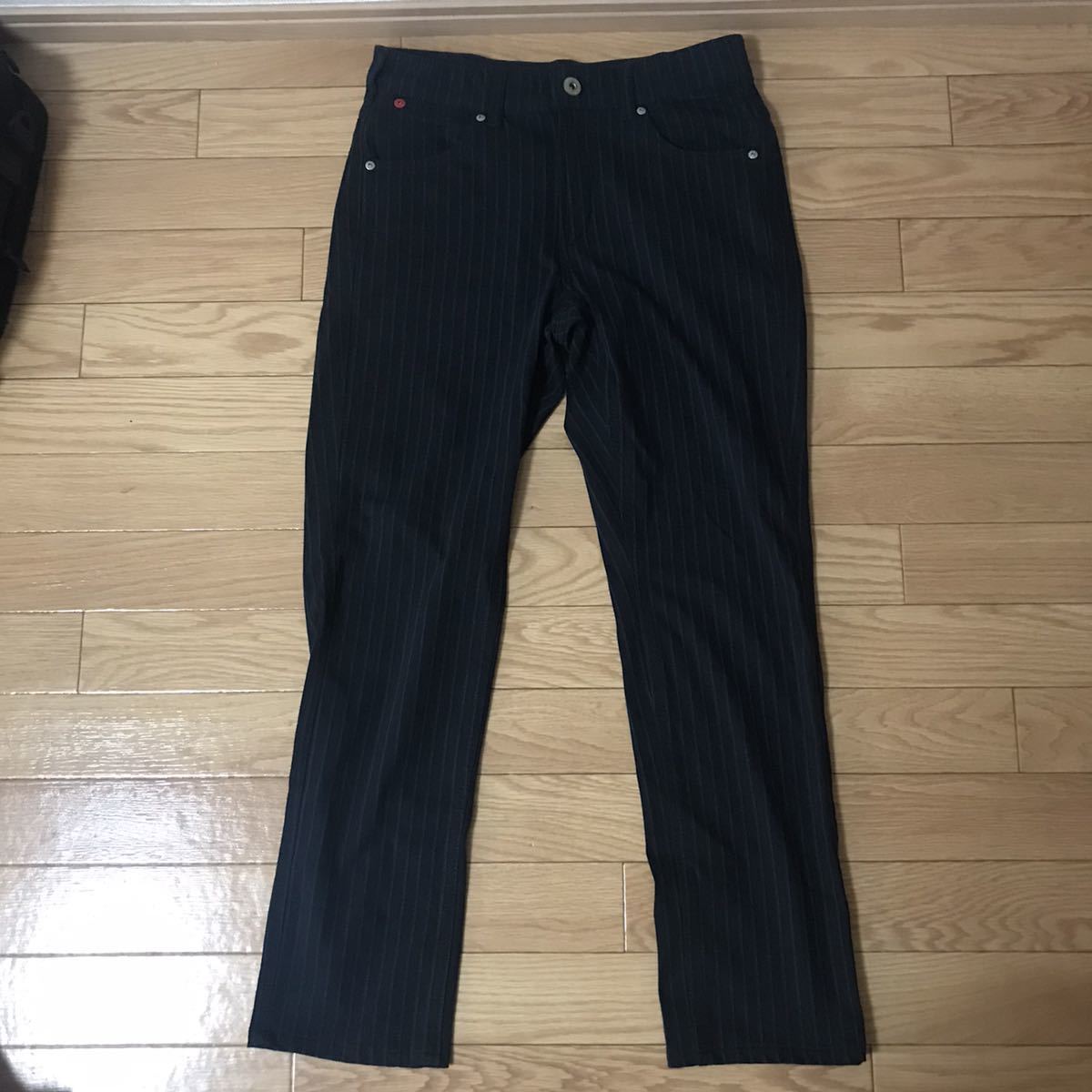 NAVY TAPERED マックハウス　1～2回着用ストライプ　ブラック　ストレ