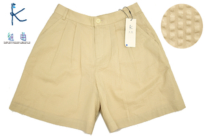 M-1153* free shipping * new goods *KUMIKYOKUk Miki .k Kumikyoku * regular price \13000 made in Japan beige sia soccer two tuck short pants 1 59-63cm