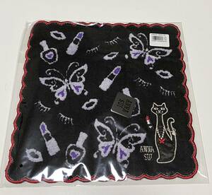  Anna Sui ANNA SUI полотенце носовой платок кошка черный новый товар 