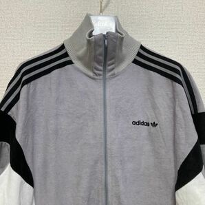 80's adidas アディダス トラックジャケット adidas 80's ヨーロッパヴィンテージ VINTAGE フランス製 ベロアジャージ グレー M /VENTEXの画像3