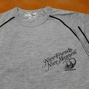 ホンダ HONDA SR PRODUCT ノベルティ Tシャツ Nice Friends Nice Manners グレー S 日本製 昭和 当時物 未着用 Nicest People キャンペーン