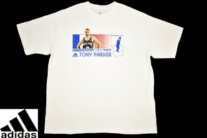 Y-2277★送料無料★美品★NBA adidas TONY PARKER トニーパーカー FRANCE SAN ANTONIO SPURS サンアントニオ・スパーズ★半袖 T-シャツ XL