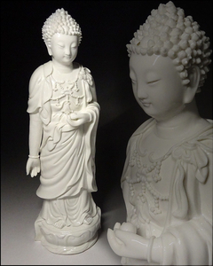 時代物 白磁高麗仏 仏像 高約34.5cm 仏教美術 唐物 徳化窯 z98913