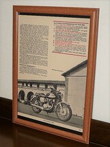 1966年 USA 60s vintage 洋書雑誌記事 額装品 Honda CB450 ホンダ / ガレージ 店舗 看板 装飾 ( A4size A4サイズ)_画像1